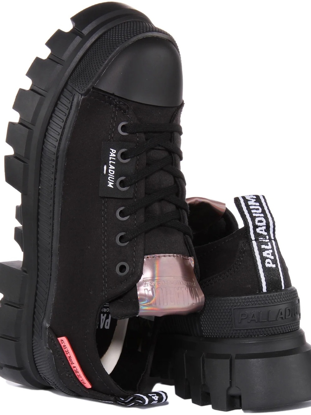 Palladium Black Suede Lug-Sole Sneakers with Pink Tab
